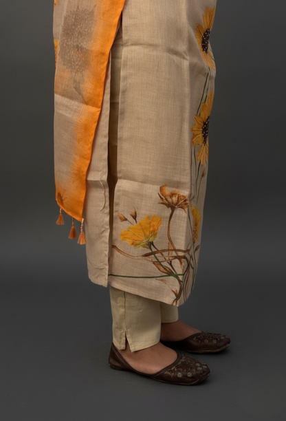 Sunflower printed linen