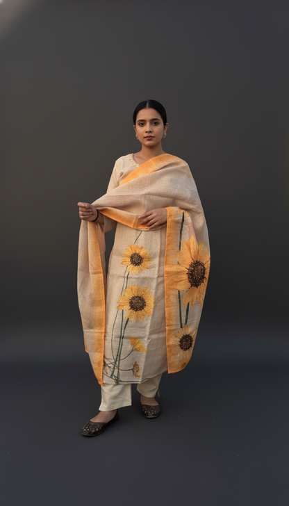 Sunflower printed linen