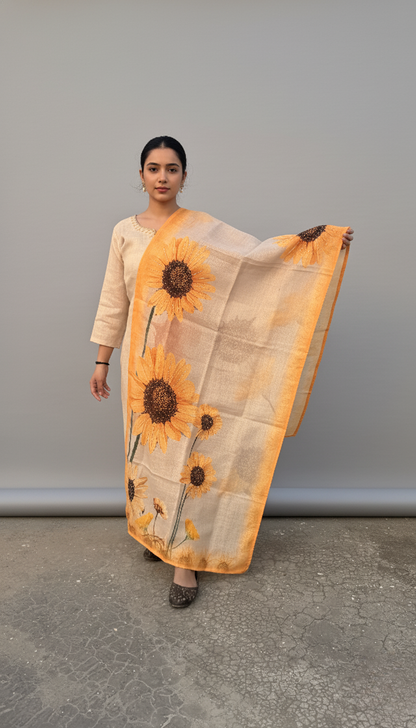 Sunflower printed linen