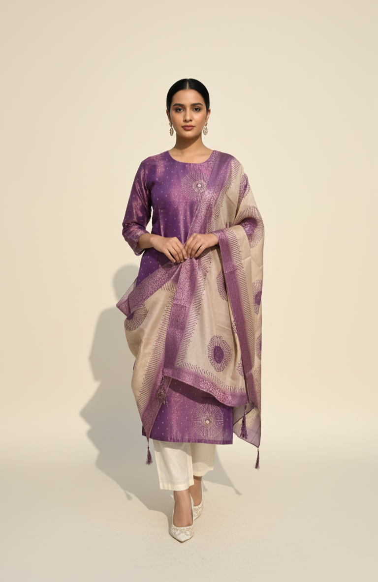 Violet Bloom Kurta Set