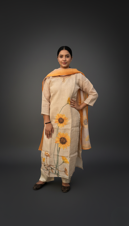 Sunflower printed linen