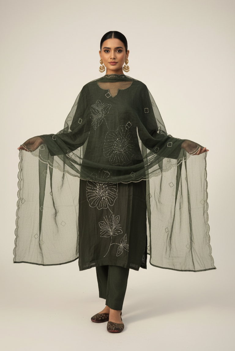 Olive Bloom Kurta Set