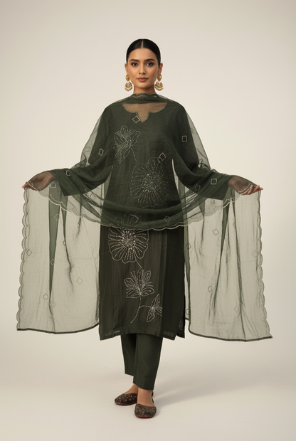 Olive Bloom Kurta Set