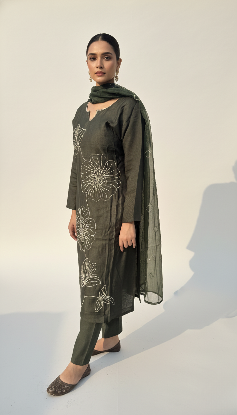 Olive Bloom Kurta Set