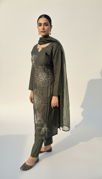 Olive Bloom Kurta Set