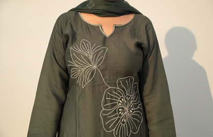 Olive Bloom Kurta Set