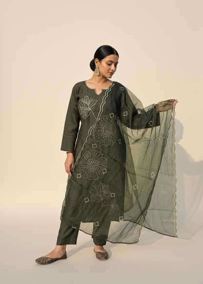 Olive Bloom Kurta Set