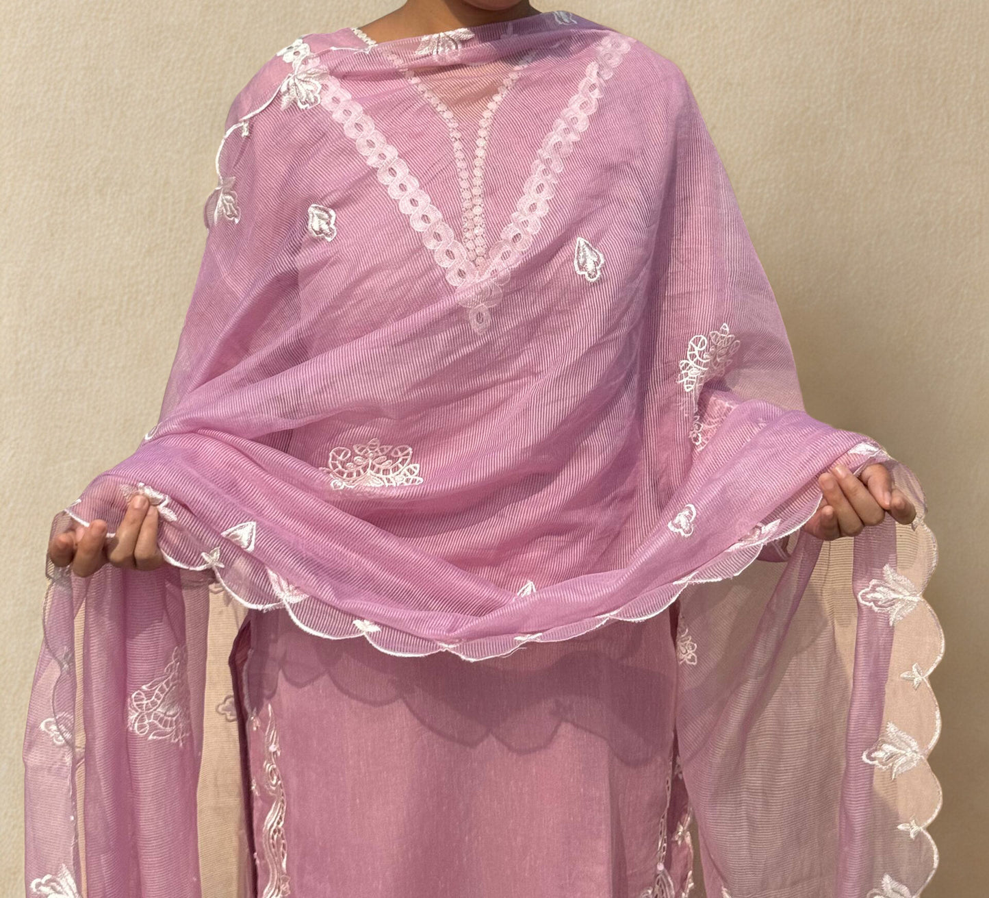 Mauve Embroidered Straight Kurta set