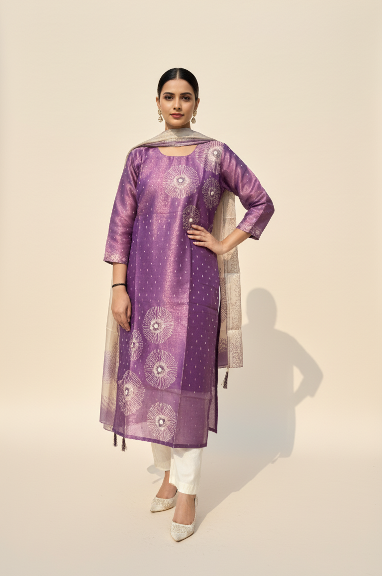 Violet Bloom Kurta Set
