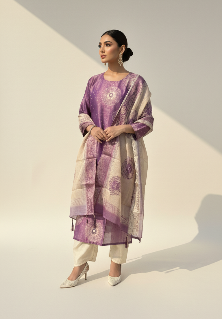 Violet Bloom Kurta Set